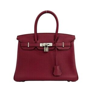 HERMES Birkin 30 Togo Leather Handbag Mini Tote Bag Ruby 79986